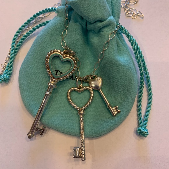 Tiffany & Co. Jewelry - Three Tiffany & co. sterling silver keys & chain